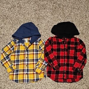 Art Class & Carters Boys Button Down Shirts With Hood Size 5 And XS(4/5)